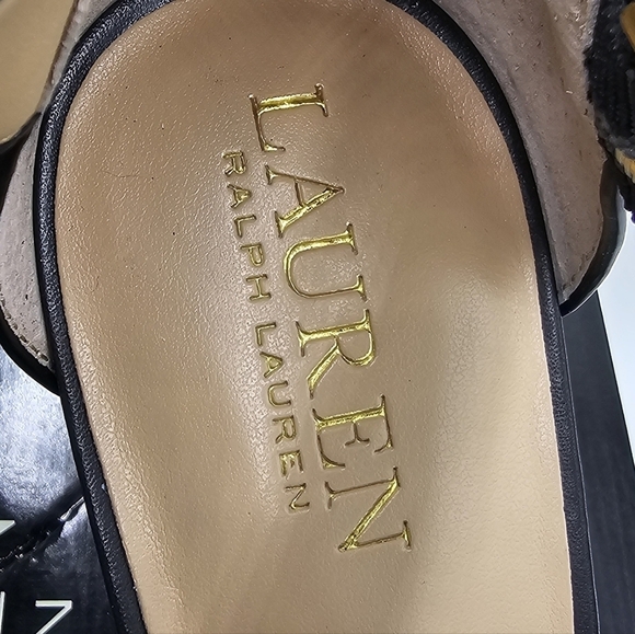 Lauren Ralph Lauren Black Leather Gisella Open Toe Pumps Size 9M EUC - Picture 5 of 9